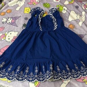 Gymboree Blue Dress with White Embroidery